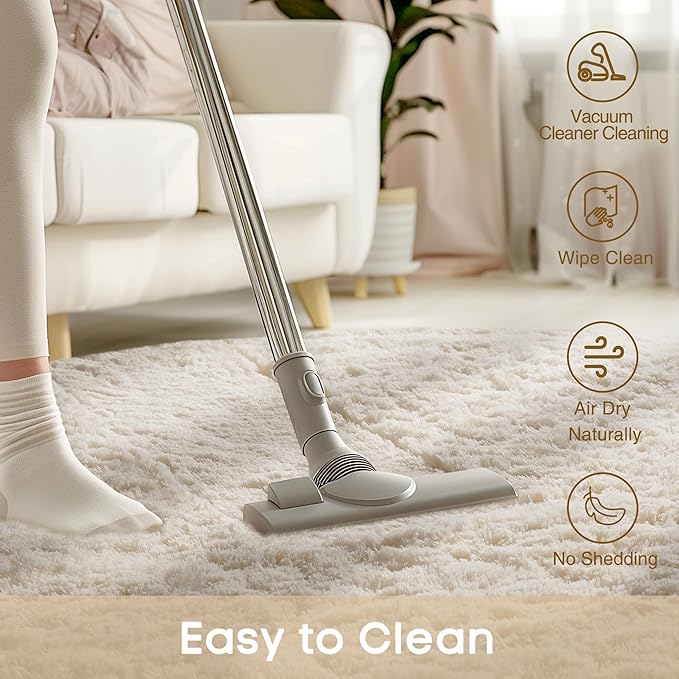 Ophanie Soft Fluffy Shaggy Rugs for Bedroom Living Room Dorm Nursery Home Decor Aesthetic,Color Ivory, Size 2' Round