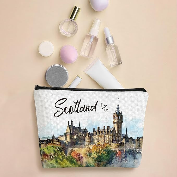 Scotland Makeup Bags Gifts for Women, Scotland Souvenirs Themed Gifts Cosmetic Bag, City Travel Essentials Gifts for Girls Besties Best Friend Bff Sister Daughter