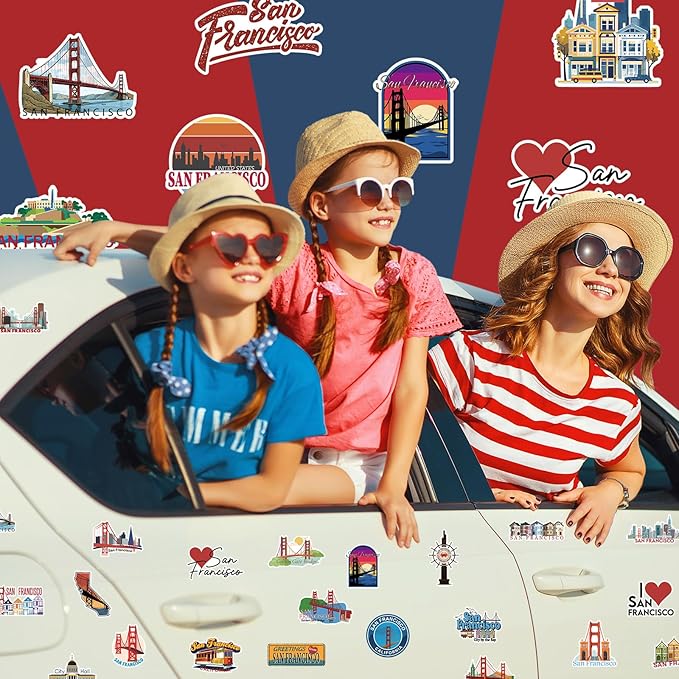 Konohan 30 Pcs San Francisco Souvenirs Gifts San Francisco Magnet for Refrigerator City Magnetic Refrigerator Stickers for Home Decoration