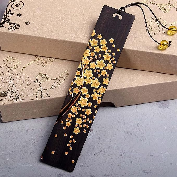 2pcs Wooden Bookmark,5.71"x1.18" Wooden Reading Marker for Reading Book Lovers Birthday Present, Lightweight Page Markers Unique Gift for Men Women Students Teachers