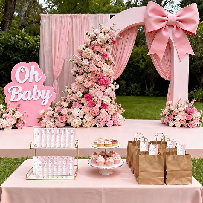 60 Sets It's a Girl Pens for Guests Girl Party Favors Retractable Ballpoint Pen with Bookmarks Black Ink Gender Reveal Souvenirs Prizes Supplies