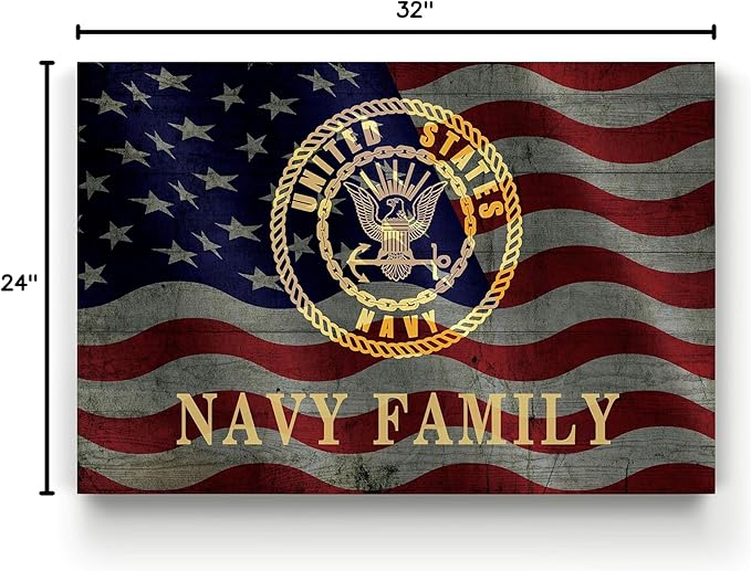 Renditions Gallery Canvas Patriotic Wall Art Modern Paintings & Prints Decorations American Navy Family Glam Loyal Military Wall Hanging Artwork for Bedroom Office Kitchen - 24"x32" LT25
