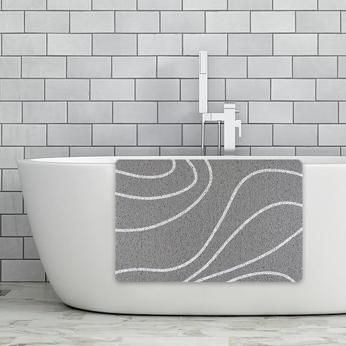 Shower Mat Bathtub Mat Non-Slip - 24x24 Inch, Soft Comfort Bath Mat with Drainage Holes, PVC Loofah Massage Bathmat for Shower, Tub, Bathroom, Wet Areas, Quick Drying