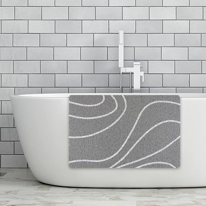 Square Shower Mat Non-Slip - 32x32 Inch Soft Comfort Bath Mat with Drainage Holes, PVC Loofah Massage Bathmat for Shower, Tub, Bathroom, Wet Areas, Quick Drying