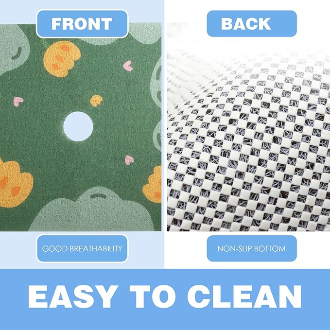 Square Shower Mat 23x23 Inch Non-Slip with Drain Hole, Shower Floor Mats for Bathroom, PVC Loofah Stall Mat, Secure Boho Bath Mats