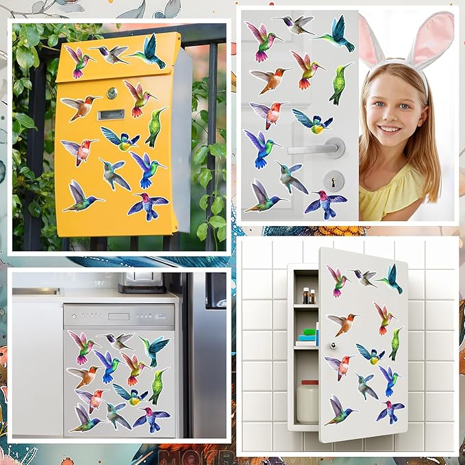 Xuhal 12 Pcs Cute Fridge Magnets Car Magnetic Sticker Refrigerator Magnets Fridge Decorations for Office Home Whiteboard Car Summer Decor(Hummingbird)