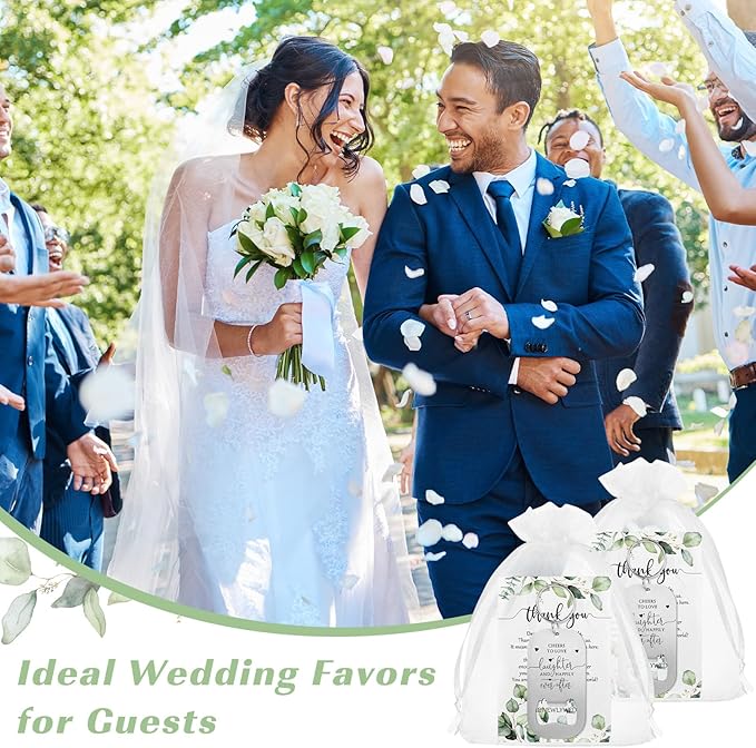100 Sets Wedding Gifts for Guests Cheers to Love Laughter and Happily Ever After Opener Beer Opener Keychain Bottle Opener Keychain Thank You Card Organza Bags Bridal Shower Souvenirs