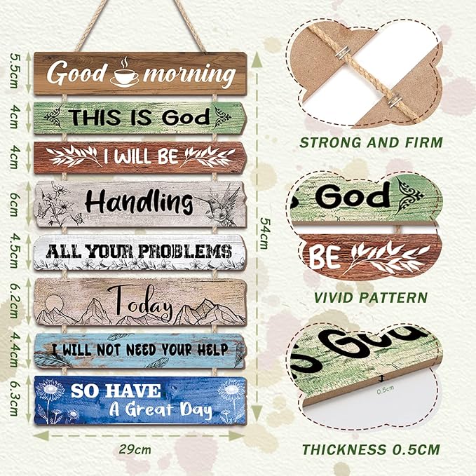 CHDITB Good Morning This is God Wooden Sign Bible Verse Scripture Wooden Hanging Plaque Retro Inspirational Quotes Canvas Wall Art for Christian Home Office Bedroom Living Room Wall Decor