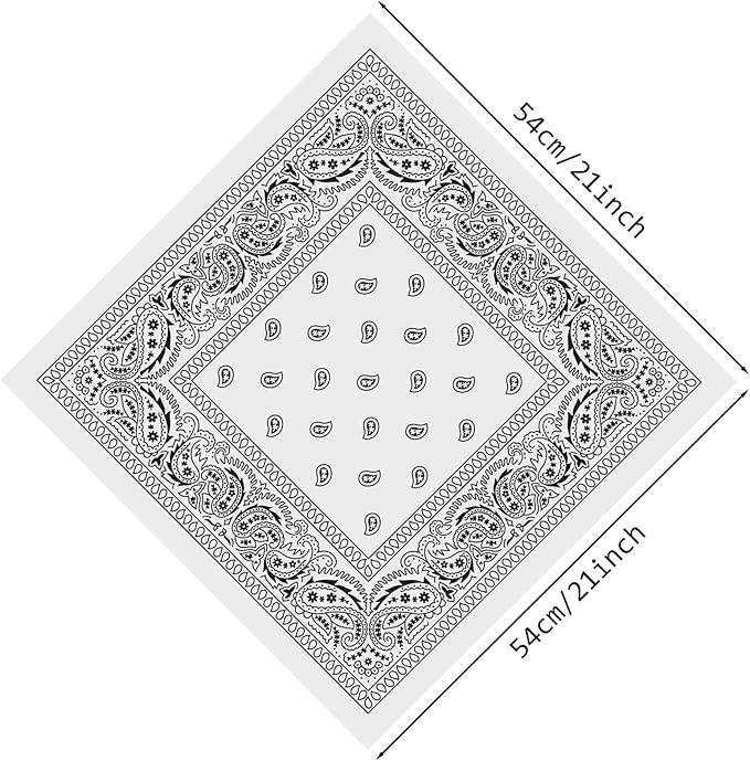 PLULON 30 Pack Bandanas for Men Women, Polyester Novelty Paisley Pattern Bandana Headbands Wristband Neckerchief Cowboy