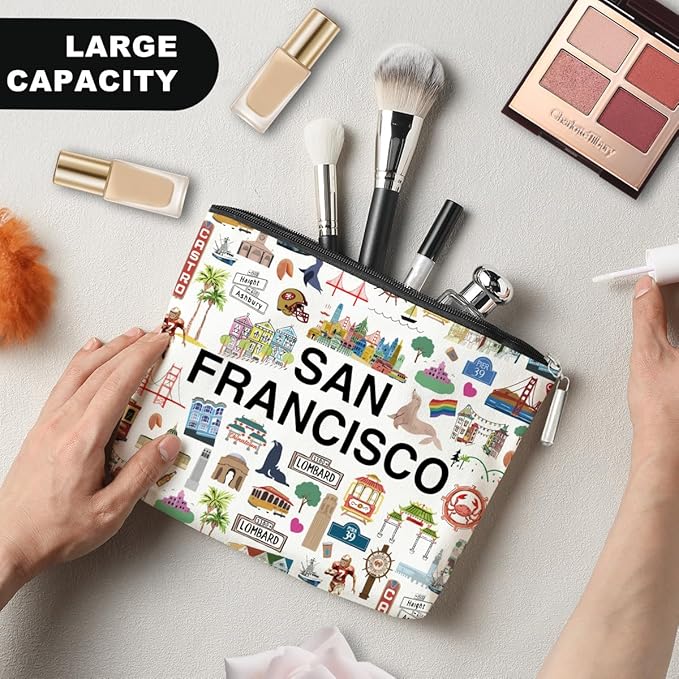 Boston Dallas Washington DC San Francisco Los Angeles China Travel Tote Bag Makeup Bag Set