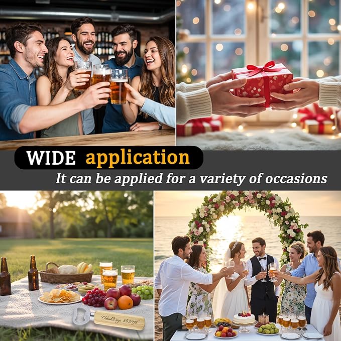 20-100PCS Personalized Bottle Openers,Wooden Handle Beer Opener,Laser Engraved Logo/Text,Good for Weddings,Partys,Bars,Kitchens,Restaurants,Promotional Gifts & Anniversary Favors
