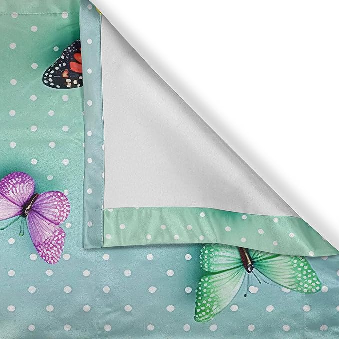 Ambesonne Butterfly Window Valance, Polka Dot Backdrop with Wings of Spring and Blushy Sakura Flowers, Curtain Valance for Kitchen Bedroom Decor with Rod Pocket, 54" X 18", Mint Green and Multicolor