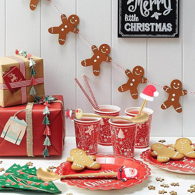 Cabilock 6Pcs Christmas Coffee Spoons, Stainless Steel Stirring Spoons for Tea Coffee Ice Cream Dessert, Gold Decorative Christmas Teaspoon for Xmas Holiday Party Favors