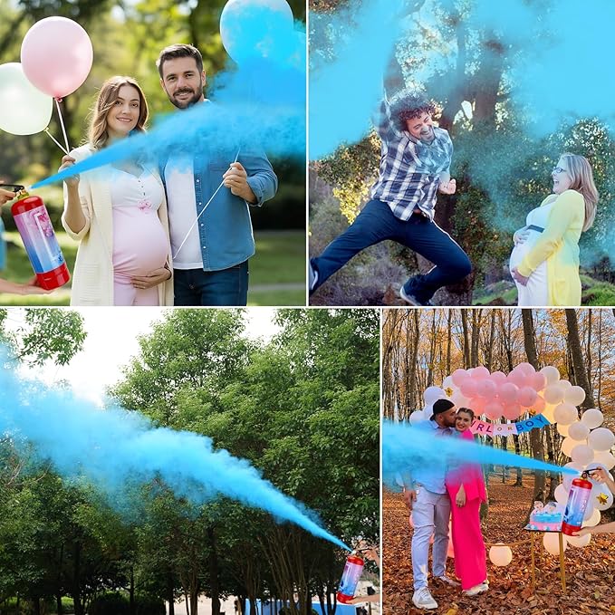 Giant Gender Reveal Fire Extinguisher 2 Packs, Gender Reveal Ideas, Baby Boy Reveal Party Ideas for Gender Reveal Decorations with 2.3ib Powder (Blue)
