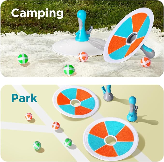 iPlay, iLearn Pop Stick Ball Game Outdoor Toys for Kids, Toss Chase Launching Ball Sports Game for Child Boys, Outside Yard Fun Family Activity, Cool Birthday Gifts for 3 4 5 6 7 8-12 Year Old Girls