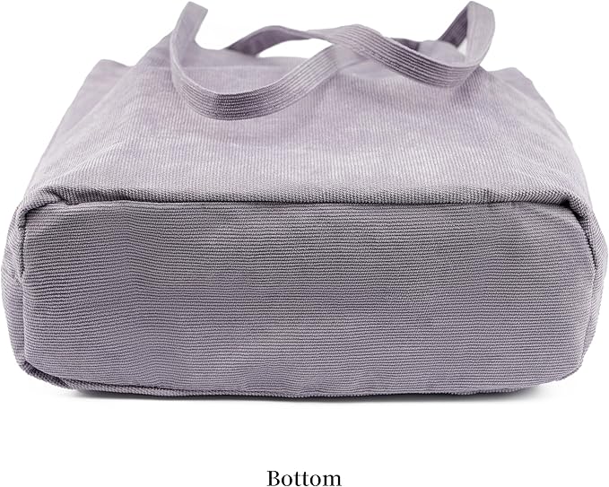 Corduroy Tote Bag Cute Tote Bags for Women Shoulder Bag with Inner Pocket for Work Beach Travel and Shopping Grocery