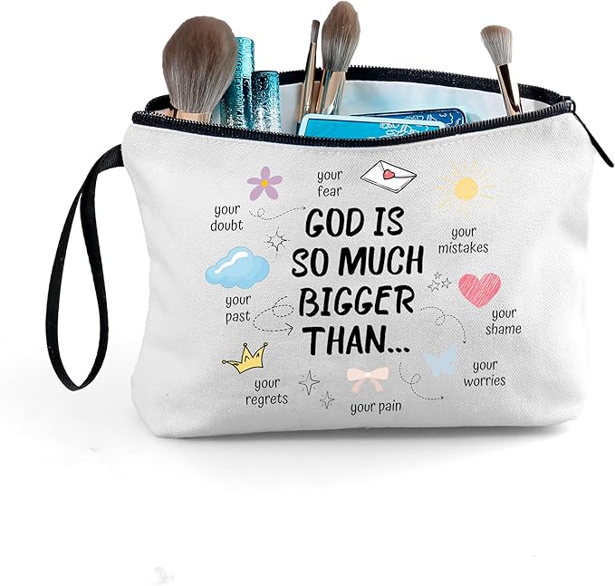 Christian Gifts for Mom Women Inspirational Religious Baptism Bible Religion Faith God Birthday Small Makeup Cosmetic Bag for Teacher Female Coworker Friend Siste Her Mother's Day