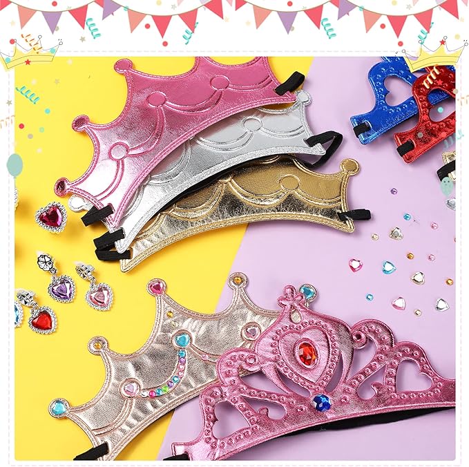 Yaomiao 66 Pieces Foam Princess Tiaras DIY Crowns Kids Party Favors Craft Crystal Diamond Sticker Girls Making Your Own Tiara (Multicolor)
