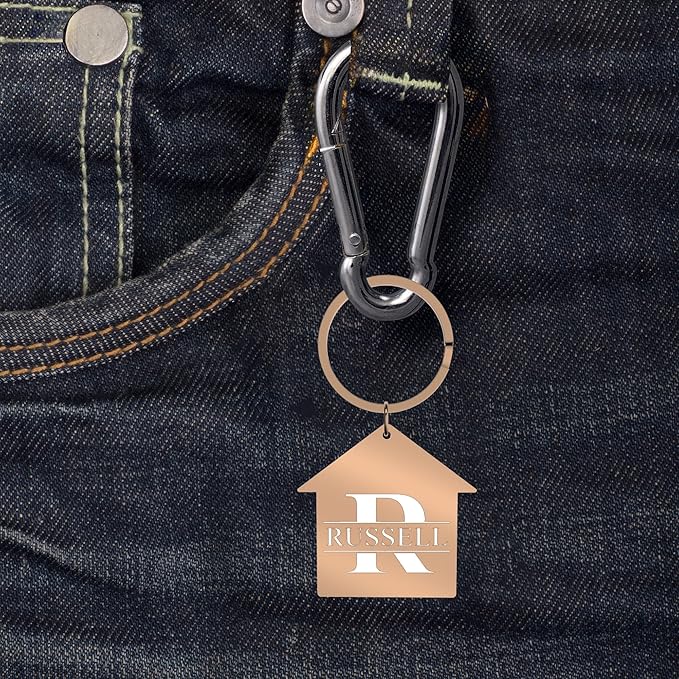 Custom Home Keychains, Pack 5-100 House Shaped Personalized Metal Keychains with Your Logo/Text