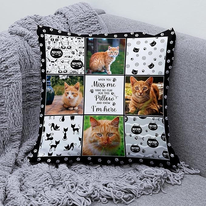 Custom Pet Memorial Throw Pillow (Insert Included), Pet Loss Sympathy Gift, Cat Memorial Gifts for Loss of Cat, Cat Remembrance Gifts, Pet Remembrance Gifts, Loss of Cat Sympathy Gift