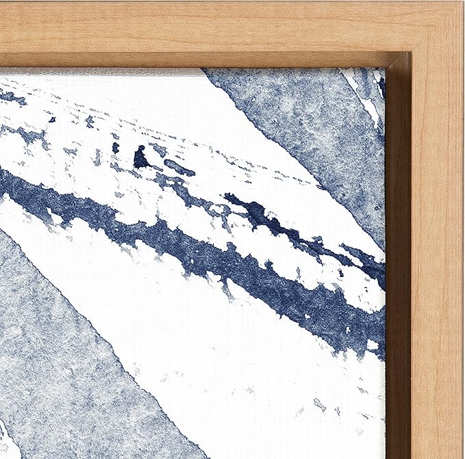 Kate and Laurel Sylvie Indigo Watercolor Framed Canvas Wall Art by Amy Peterson Art Studio; 23x33 Natural; Decorative Abstract Art Print for Wall