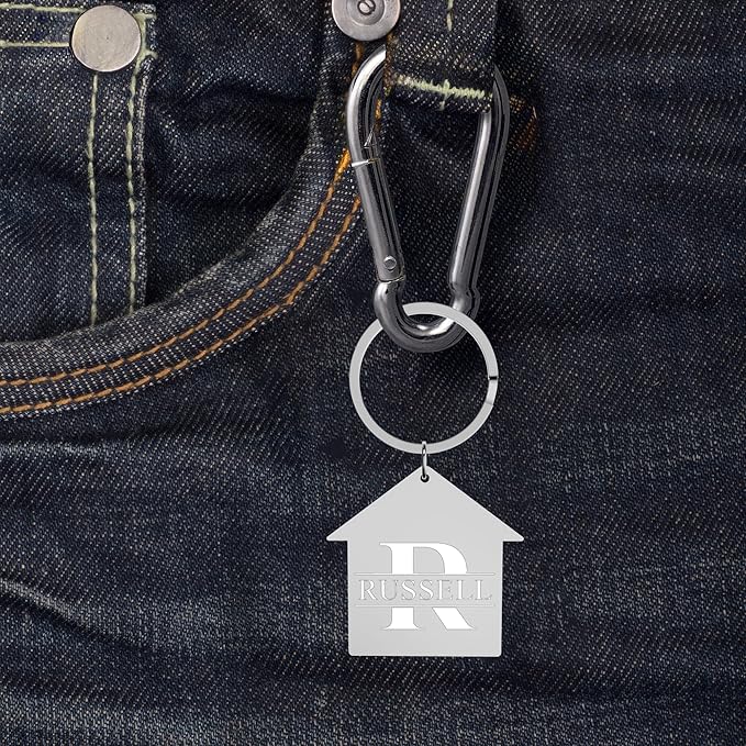 Custom Home Keychains, Pack 5-100 House Shaped Personalized Metal Keychains with Your Logo/Text