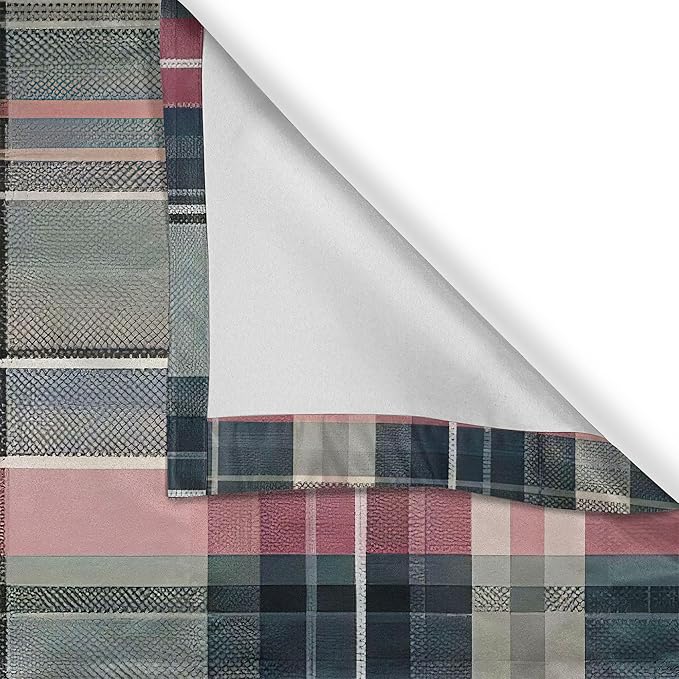 Ambesonne Buffalo Plaid Window Valance Pack of 2, Modern Tartan Design with Gentle Lines Classic Timbermen Pattern, Rod Pocket Curtain Valances Kitchen Bedroom, 42" X 12",Pink and Grey
