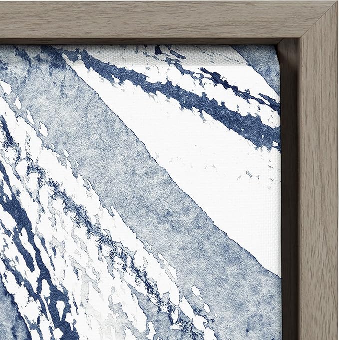Kate and Laurel Sylvie Indigo Watercolor Framed Canvas Wall Art by Amy Peterson Art Studio; 18x24 Gray; Decorative Abstract Art for Wall