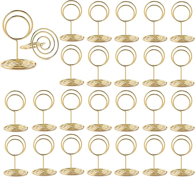 Hoewina 26Pcs Table Number Holders, Place Card Holder, Wire Picture Holder, Small Size Table Card Holders, Photo Holder for Centerpieces, Wedding Reception, Party, Birthday (Gold)