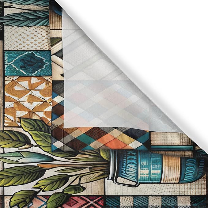 Ambesonne Farmhouse Kitchen Curtains, Art Expressionist Leafy Roses and Pigs and Plaid Geometric Details, Window Drapes 2 Panel Set for Kitchen Cafe Decor, 55" x 36", Teal Pink and Green