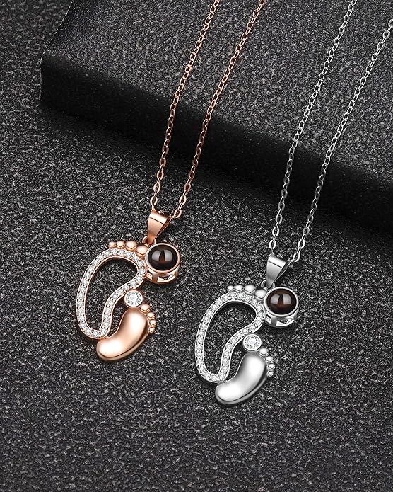 SUPHELPU Personalized Mother's Day Gifts for Mom From Daughter - Custom Photo Necklace With Picture Inside - Projection Necklace for Mom - Memorial Gift