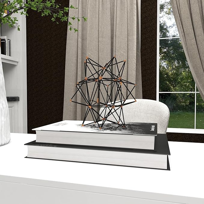 Deco 79 Metal Geometric Decorative Sculpture Home Decor Statue with Gold Accents, Accent Figurine 7" x 7" x 7", Black