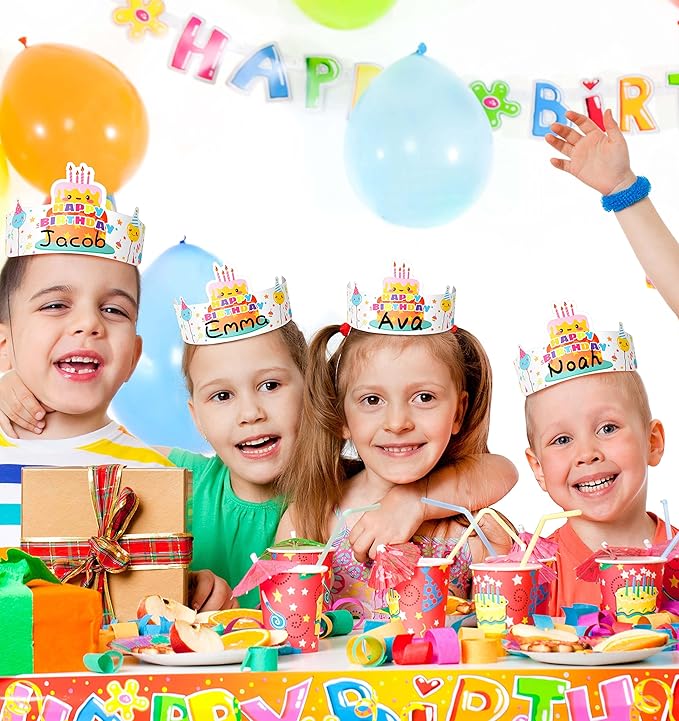 Outus 42 Pack Happy Birthday Crowns for Kids Classroom with Elastic Band for Teachers Students Kindergarten Party