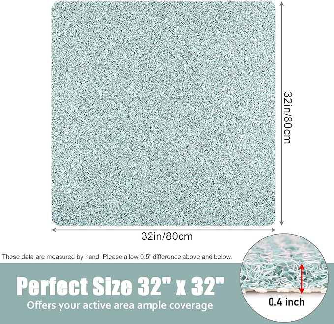 Shower Mat Non Slip - 32x32 Inch Soft Comfort Bath Mat with Drainage Holes, PVC Loofah Massage Bathmat for Shower, Tub, Bathroom, Wet Areas, Quick Drying