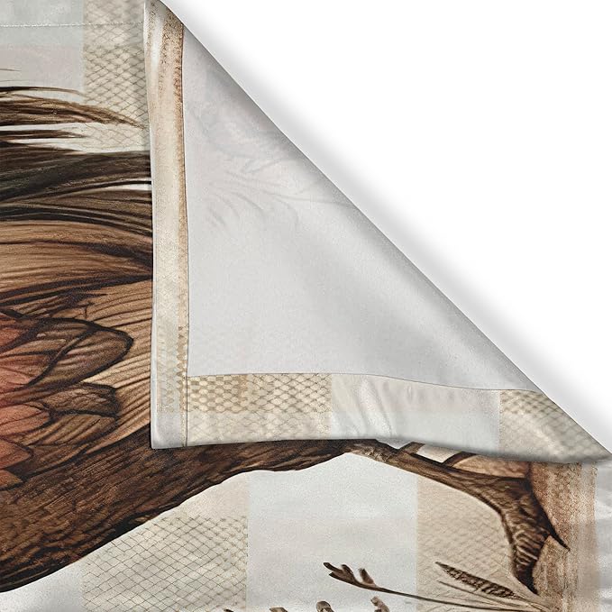 Ambesonne Rooster Kitchen Curtains, Modern Interpretation of Farmhouse Animal Floral with Beige Tones Plaid, Window Drapes 2 Panel Set for Kitchen Cafe Decor, 55" x 24", Tan Taupe and Dark Pink