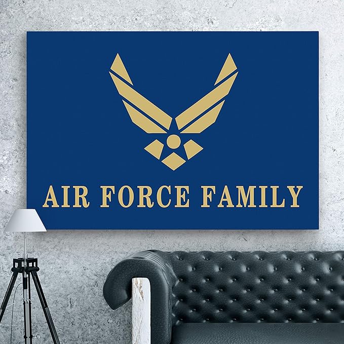 Renditions Gallery Nature Military Wall Art Home Paintings & Prints Golden Airforce Emblem Modern Patriotic American Nationalist Decorations for Bedroom Office Kitchen - 36"x48" LT25