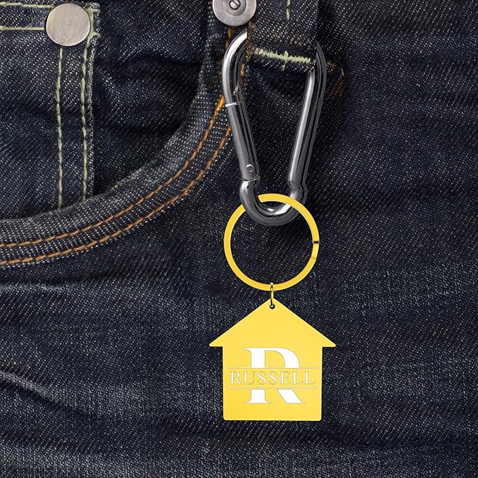 Custom Home Keychains, Pack 5-100 House Shaped Personalized Metal Keychains with Your Logo/Text