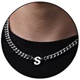 DuoDiner 18+2" Initial Necklace for Men Boys Gifts A-Z Cuban Link Chain by Duodiner