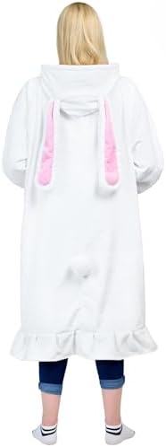 Waitu Rabbit Wearable Blanket Hoodie Funny Halloween Costumes Easter Gifts for Women Men Boys Girls, Rabbit Hooded Blanket Flannel Zipper Hoodie Blanket Birthday Gifts for Girlfriend (Adult, White) - Image 2