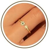 Btysun Graduation Gifts Class of 2026 Gift Initial Ring Gold Rings for Women Christian Gifts for Women Letter A-Z Teens Cross Initial Ring for Daughter Mom Granddaughter Her by BTYSUN