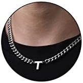 DuoDiner 18+2" Initial Necklace for Men Boys Gifts A-Z Cuban Link Chain by Duodiner