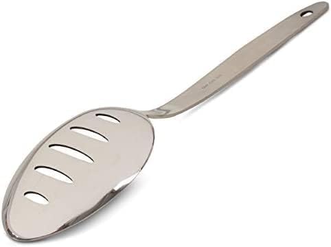 Chef Kunz Slotted Spoon | 18/10 Stainless Steel Serving Sauce Spoon | 9 Inches Plating Daily Chef Cooking Spoons (Slotted)
