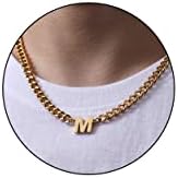 DuoDiner 18+2" Initial Necklace for Men Boys Gifts A-Z Cuban Link Chain by Duodiner