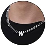DuoDiner 18+2" Initial Necklace for Men Boys Gifts A-Z Cuban Link Chain by Duodiner