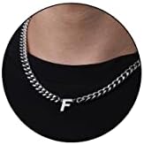 DuoDiner 18+2" Initial Necklace for Men Boys Gifts A-Z Cuban Link Chain by Duodiner