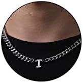 DuoDiner 18+2" Initial Necklace for Men Boys Gifts A-Z Cuban Link Chain by Duodiner