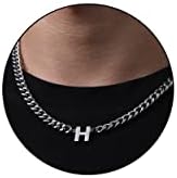 DuoDiner 18+2" Initial Necklace for Men Boys Gifts A-Z Cuban Link Chain by Duodiner