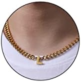 DuoDiner 18+2" Initial Necklace for Men Boys Gifts A-Z Cuban Link Chain by Duodiner