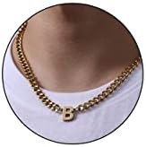 DuoDiner 18+2" Initial Necklace for Men Boys Gifts A-Z Cuban Link Chain by Duodiner