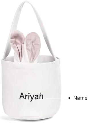 Personalized Bunny Ears Bucket Bag with Custom Name Photo-Easter Bag with Handle-Soft Egg Basket for Kids -Customized Easter Basket-Great for Carrying Gift Easter Eggs (Pink-r) - Image 7